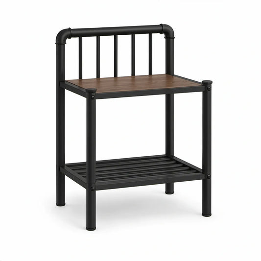 Nachttisch 40 x 40 x 60 cm aus Stahl und MDF in Braun und Schwarz